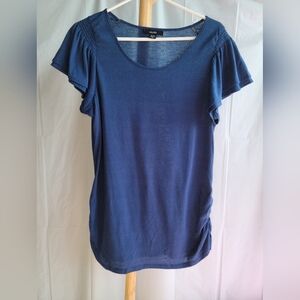 Scoop neck  short sleeve Tshirt peasant top navy blue XL